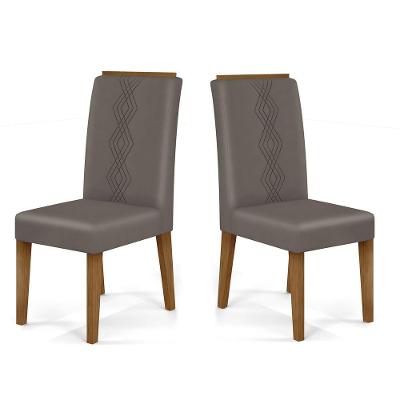 Cadeira De Jantar Yasmin Conjunto Com 2 Cadeiras Freijó Com Veludo Lunar