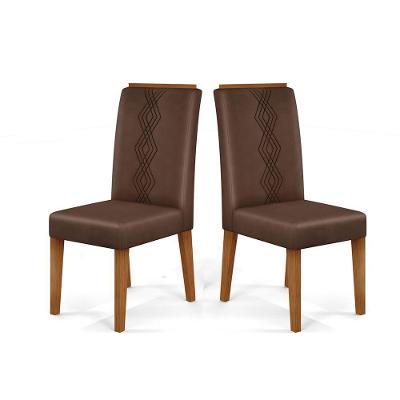 Cadeira De Jantar Yasmin Conjunto Com 2 Cadeiras Freijó Com Veludo Moca