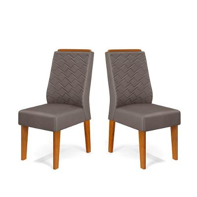 Cadeira De Jantar Lidia Conjunto Com 2 Cadeiras Freijó Com Veludo Lunar