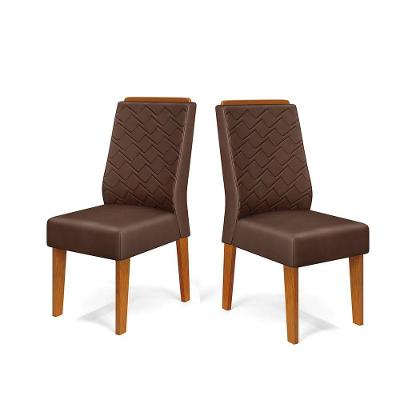 Cadeira De Jantar Lidia Conjunto Com 2 Cadeiras Freijó Com Veludo Moca