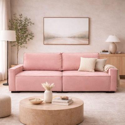 Sofá 3 Lugares Contemporâneo Recepção Suede Rosa