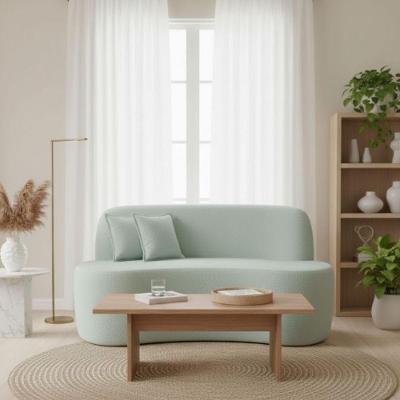 Sofá Minimalista Orgânico 2 Lugares Sala Bouclé Cor:verde