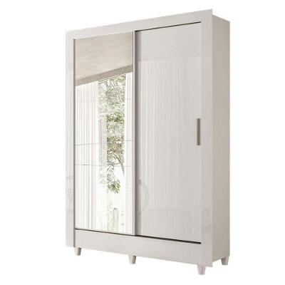 Guarda Roupa Belgica 2 Portas De Correr Com Espelho Branco Brilho - Santos Andirá