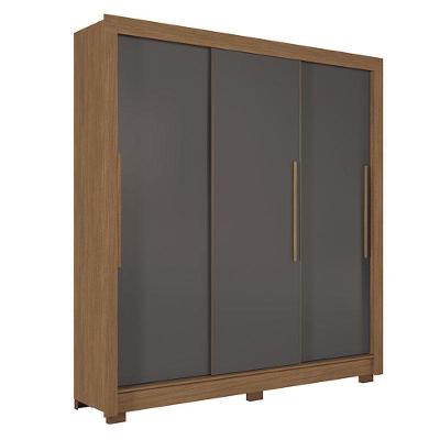 Guarda Roupa Casal 3 Portas De Correr Maringá Jatobá Grafite - Santos Andirá