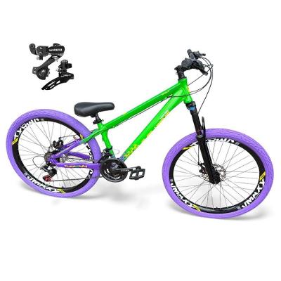 Bicicleta Aro 26 Vikingx Tuff Câmbios Shimano 21v Freeride Freio A Disco Aro Vmaxx Pneu Flame Verde-Roxo X44