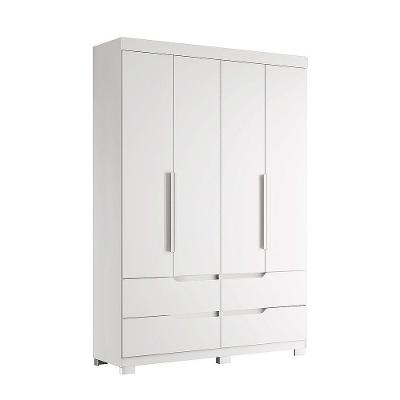 Guarda Roupa Doble 4 Portas 4 Gavetas Quarto Branco Fosco Liso - Albatroz