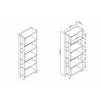Estante de Livros RT3093 c/ 3 Nichos Rustico/Branco - Movelbento - 2
