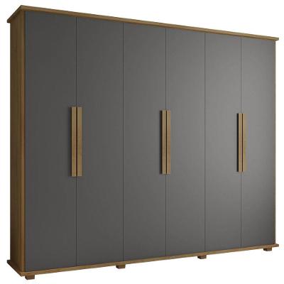 Guarda-roupa Casal 6 Portas 4 Gavetas Cinamomo Com Grafite Canadá - Rv Móveis