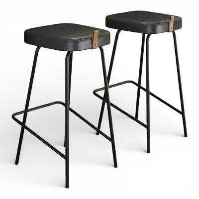 Kit 02 Banquetas Altas Cozinha E área Gourmet Vik Estofada Couríssimo Preto - Desk Design