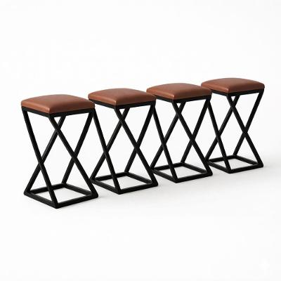 Kit 4 Banqueta Baixa Bancada 50 Cm Bar Cozinha Balcão Corino Marrom