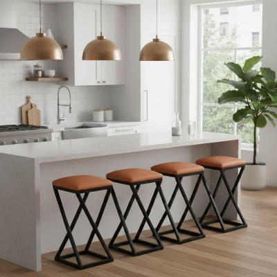 Kit 4 Banqueta Alta 80 Cm Bistrô Banco Bancada Cozinha Bar Balcão Corino Caramelo