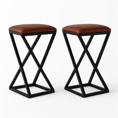 Kit 2 Banqueta Z 80 Cm Alta Bistrô Bancada Cozinha Moderno Corino Cor:marrom