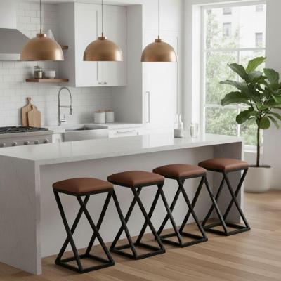 Kit 4 Banqueta Alta 80 Cm Bistrô Banco Bancada Cozinha Bar Balcão Corino Marrom