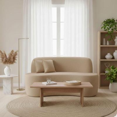 Sofá Minimalista Orgânico 2 Lugares Sala Bouclé Cor:bege