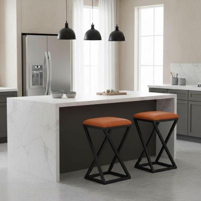 Kit 2 Banqueta Baixa Cozinha 50 Cm Balcão Bar Gourmet Corino Cor:caramelo