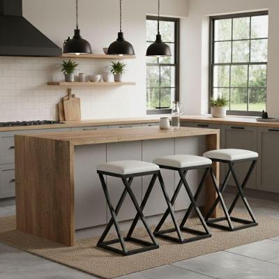 Kit 3 Banco Banqueta 80 Cm Alta Bancada Gourmet Bistrô Corino Cor:branco