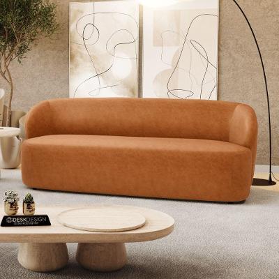 Sofá Orgânico Living Leez 205cm 03 Lugares Couríssimo Caramelo - Desk Design Cor Caramelo