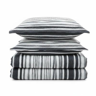 Kit Cobre Leito Colcha Magnus Solteiro 2 Peças Dupla Face Estampado Geométrico - Preto - 100% Poliéster