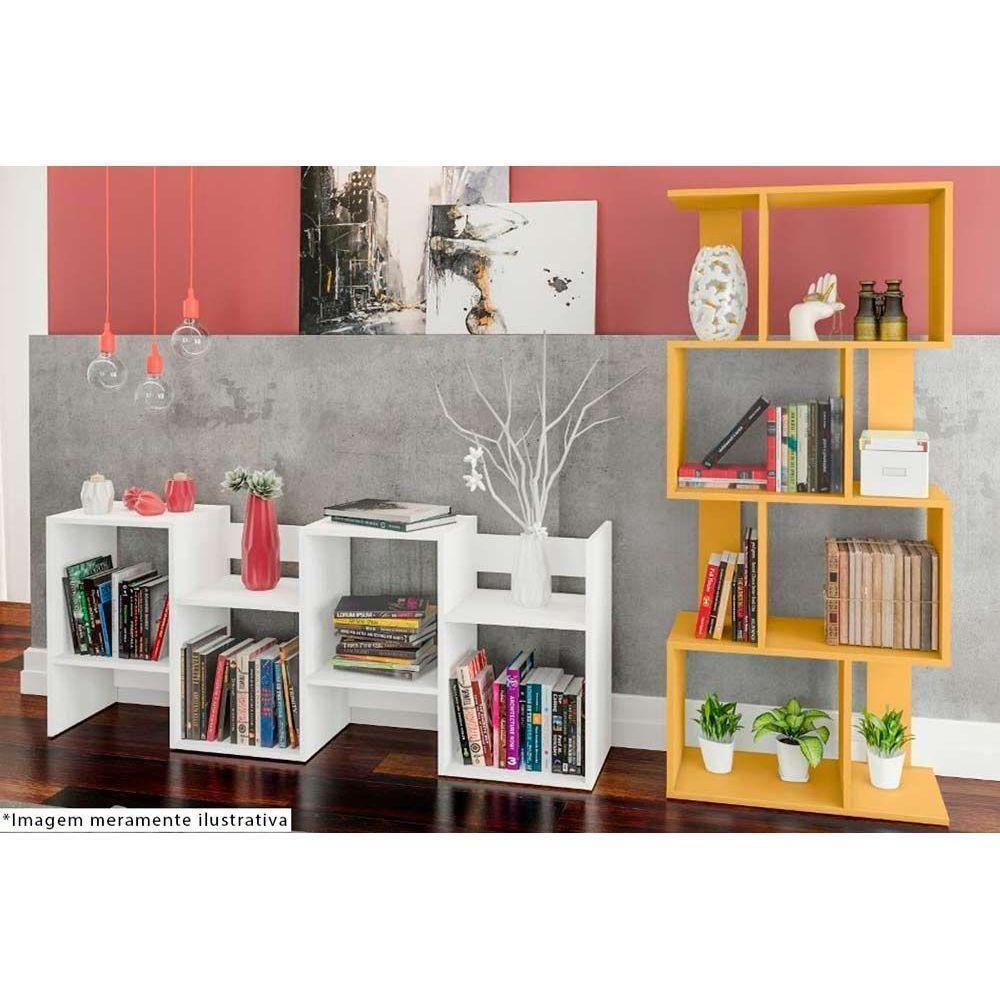 Estante Livreiro Casal ESM218 c/ 4 Nichos Branco - Movelbento - 2