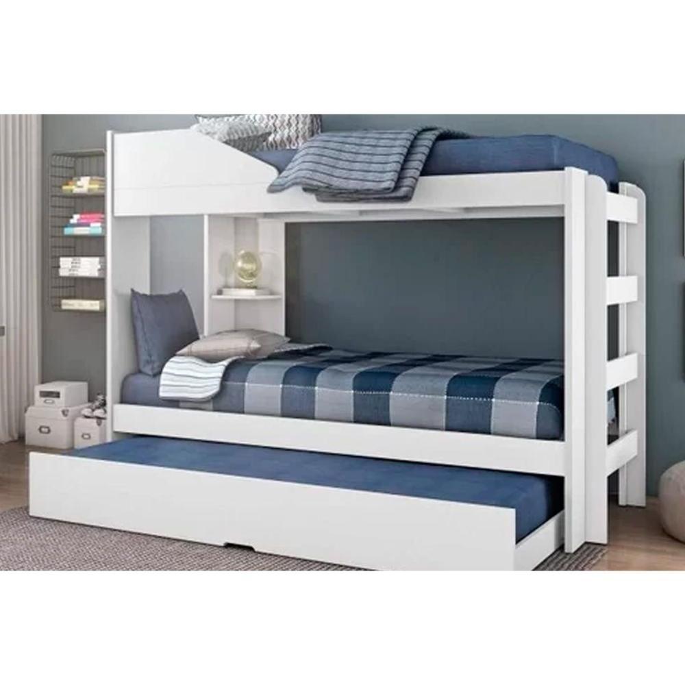 Colchão Physical Ortobom (3un) + Beliche Indy c/ Auxiliar Branco - 3