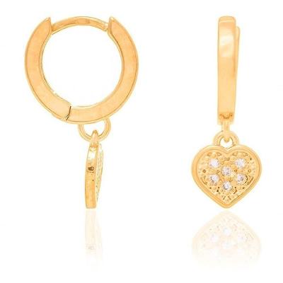 Brinco Rommanel Argola Coração Pendurado 