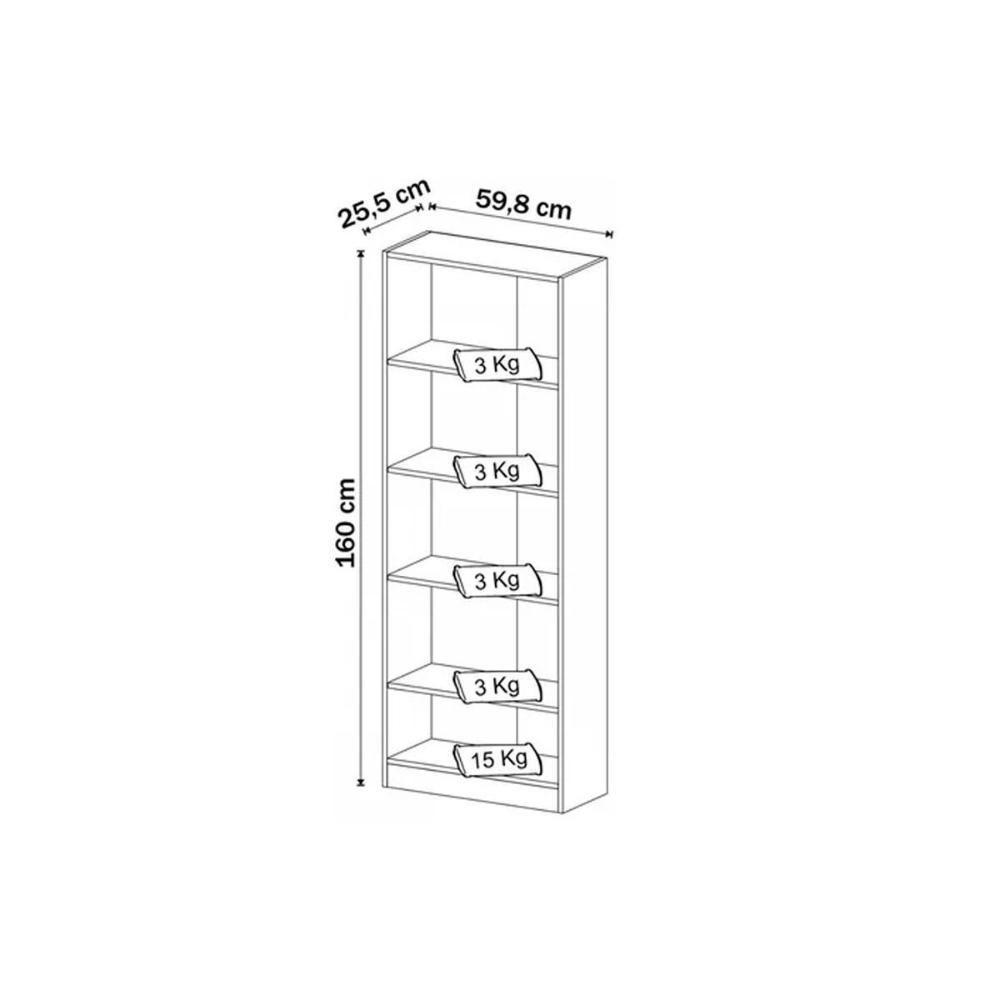 Estante Livreiro Casal ME4141 c/ 4 Prateleiras Preto/Azul - Tecno Mobili - 3