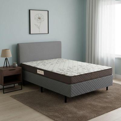 Conjunto Box Casal Ecoflex Ecoline D23 138 X 188 Cm Cinza Com Floral