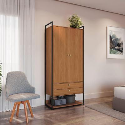 Armário Alto 2 Portas 2 Gavetas Kappesberg Canela/preto