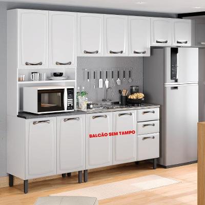 Cozinha Completa New Premium 4 Módulos em Aço Branco para Ambiente Planejado