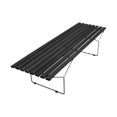 Banco Bertoia Ripado Em Madeira Ebanizada Preta Base Inox