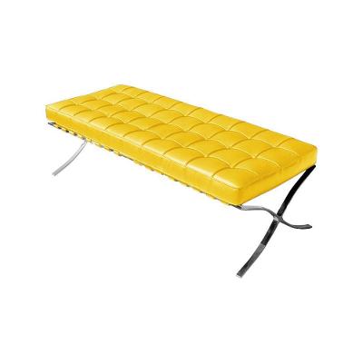 Banco Barcelona Couro Sintético Amarelo Base Inox