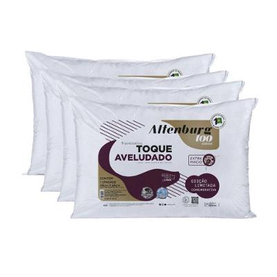 Kit 4 Travesseiros Altenburg Toque Aveludado 48x68 Branco
