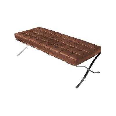 Banco Barcelona Couro Natural Marrom Base Cromada