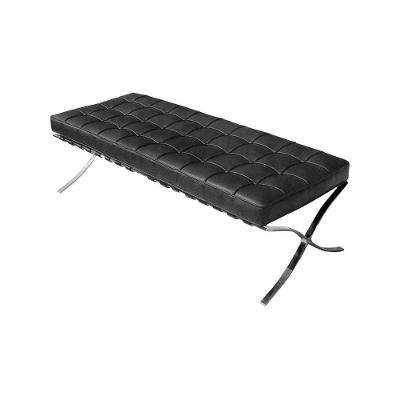 Banco Barcelona Couro Natural Preto Base Cromada