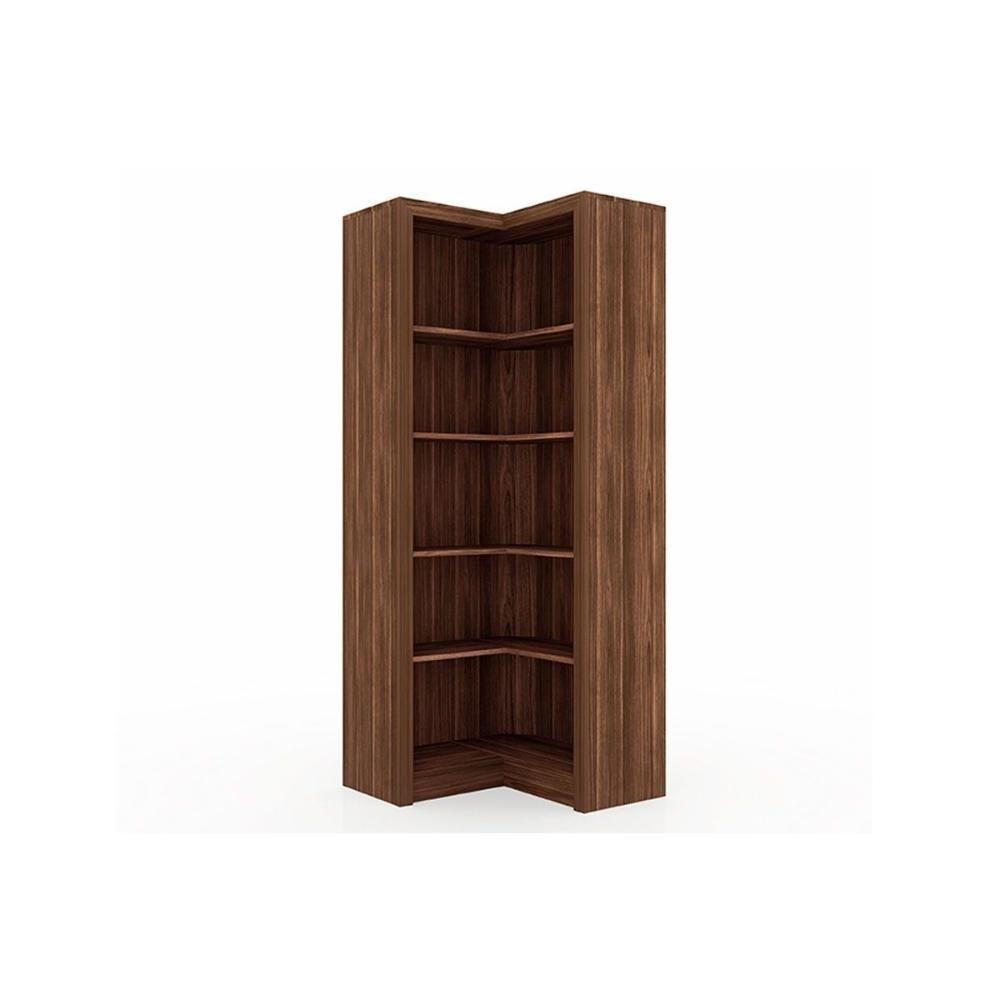 Estante Livreiro De Escritório Me4132 Canto C/ 4 Prateleiras Nogal - Tecno Mobili - 1