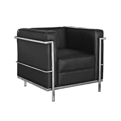 Poltrona Le Corbusier Inox Em Sintético Preto