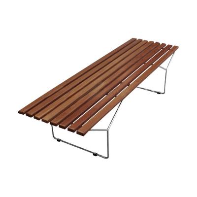 Banco Bertoia Ripado Em Madeira Imbuia Base Inox