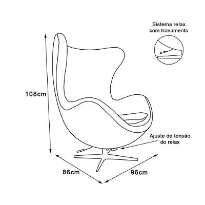Poltrona Egg Com Puff Base Alumínio Em Sued Preto