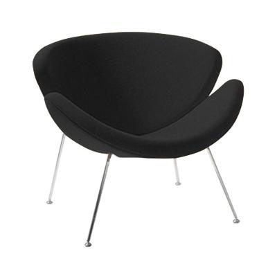 Poltrona Design Trevo Suede Preto Base Inox