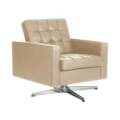 Poltrona Fk Giratória Couro Sintético Bege Base Alumínio