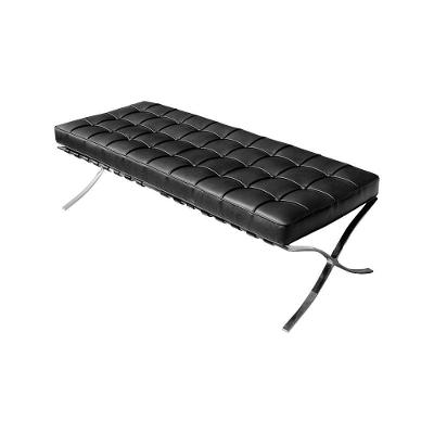 Banco Barcelona Couro Sintético Preto Base Inox