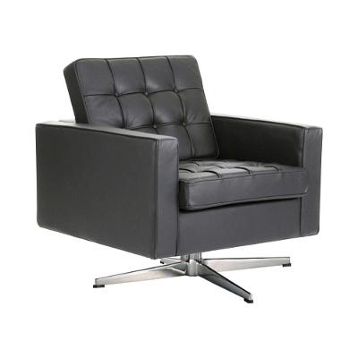 Poltrona Fk Giratória Couro Sintético Preto Base Alumínio