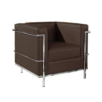 Poltrona Le Corbusier Inox Em Couro Natural Marrom