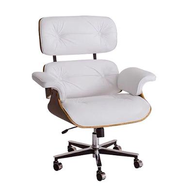 Poltrona Para Leitura Charles Eames Office Exec Couro Sintético Branco