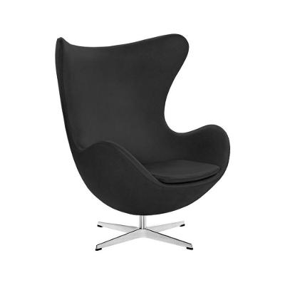 Poltrona Egg Sem Puff Base Alumínio Em Sintético Preto