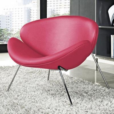 Poltrona Trevo Couro Sintético Rosa Base Inox