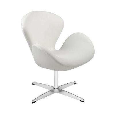 Poltrona Swan Couro Sintético Branco Base Alumínio Giratória