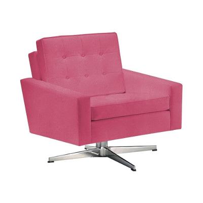 Poltrona Fk Giratória Suede Rosa Base Alumínio