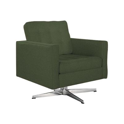 Poltrona Fk Giratória Linho Verde Base Alumínio