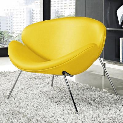 Poltrona Trevo Couro Sintético Amarelo Base Inox